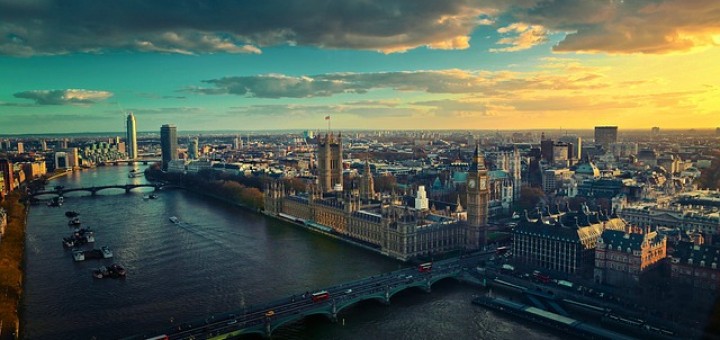 A aerial view of London, Britian