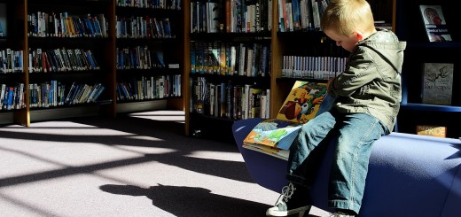 child in library